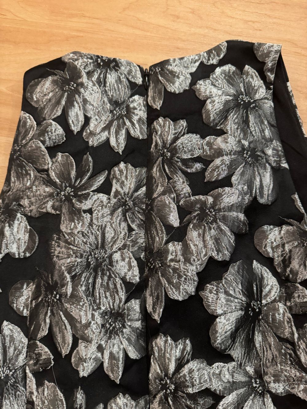 Black Silver Floral Jacquard Midi Sleeveless Formal Peplum Dress Size 12 - Picture 4 of 6